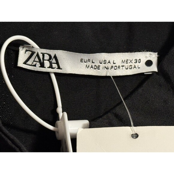 ZARA Black Zebra Print Diamonte Button Thigh Split Midi Dress Size L NWT - Picture 16 of 16